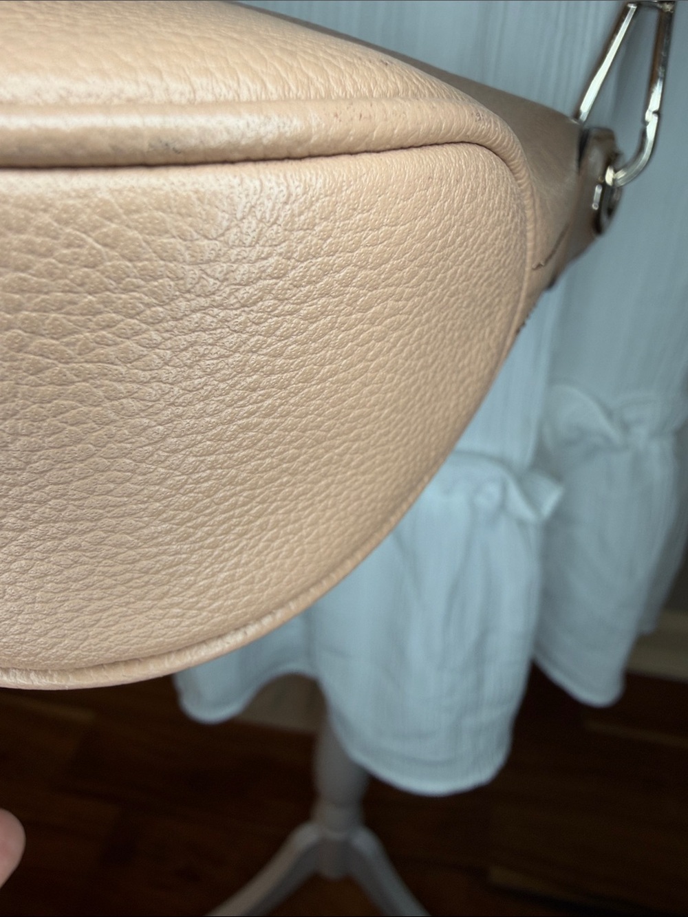 Kate Spade EUC tan pebble leather Crossbody bag W/ canvas adj stripe strap - Picture 10 of 16